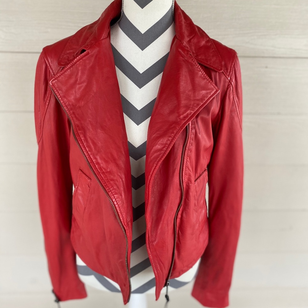 Diesel Brand red leather jacket.  Women’s size M